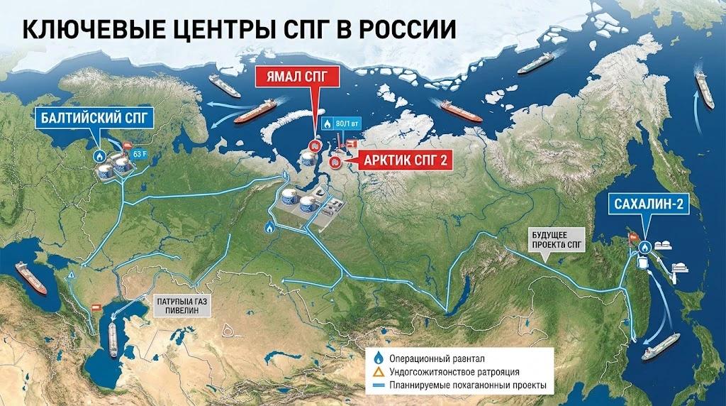Центры СПГ в России